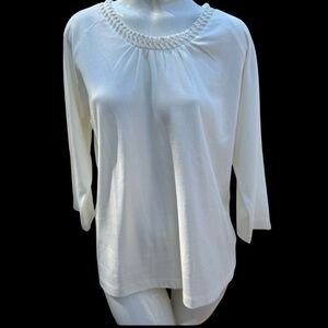 National Ultra Soft Women's White Top 3/4 Sleeve Size Large
